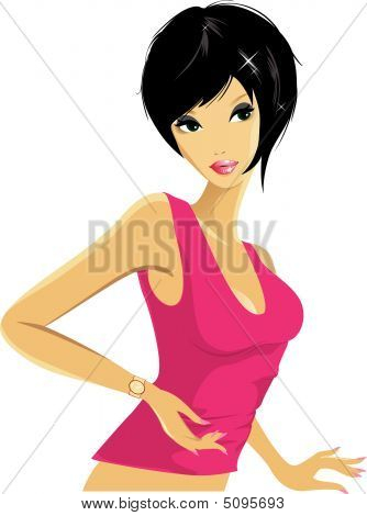 schlanke Brunette posieren