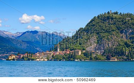 Panoramic view of Varena town (Como lake, Italy)