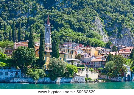 Panoramic view of Varena town (Como lake, Italy)