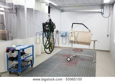 Interior of a body shop