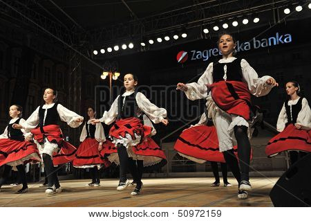 ZAGREB,CROATIA - JULY 18: Members of folk groups Gero Axular from Spain in Basque national costume during the 47th International Folklore Festival in center of Zagreb,Croatia on July 18,2013