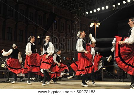 ZAGREB,CROATIA - JULY 18: Members of folk groups Gero Axular from Spain in Basque national costume during the 47th International Folklore Festival in center of Zagreb,Croatia on July 18,2013