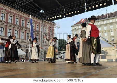 ZAGREB,CROATIA - JULY 19: Members of folk groups Santa Gorizia from Italy during the 47th International Folklore Festival in center of Zagreb,Croatia on July 19,2013