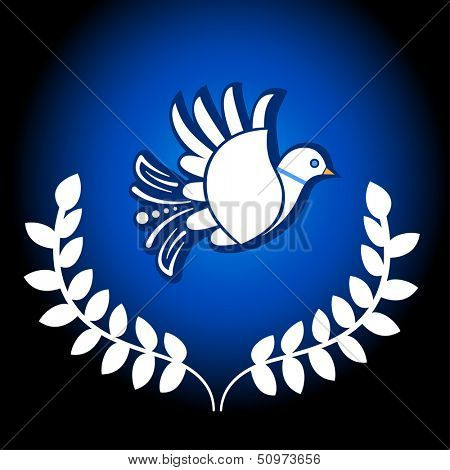 Dove with  laurel leaves 