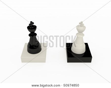 Black and white chess kings