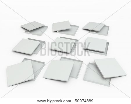 Set of white boxes