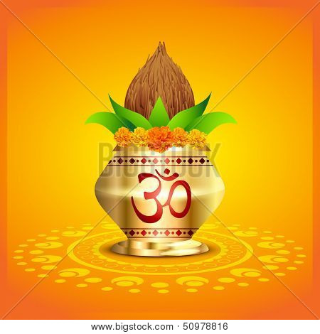 vector pooja kalash design illustration