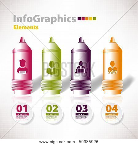 Set For Infographic With Four Pen For Bussines