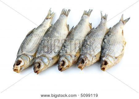 Vijf gedroogde zee Roach vissen