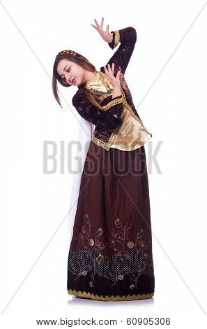 Young lady dancing traditional azeri dance