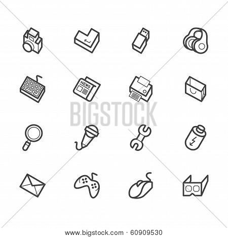 computer element vector icon set on white background