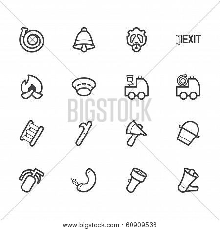 fireman element vector icon set on white background