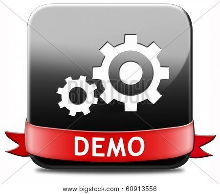 Demo button or icon for free trial download demonstration
