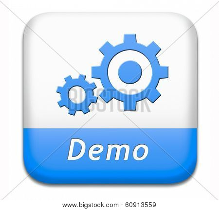 Demo button or icon for free trial download demonstration