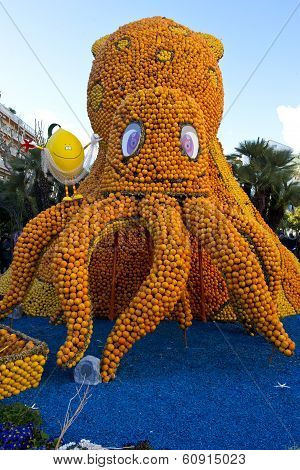 Citrus Exhibition At The Lemon Festival Of Menton