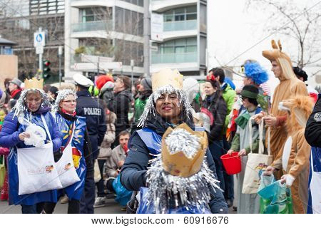 Woman Smile At A Carnival Parade
