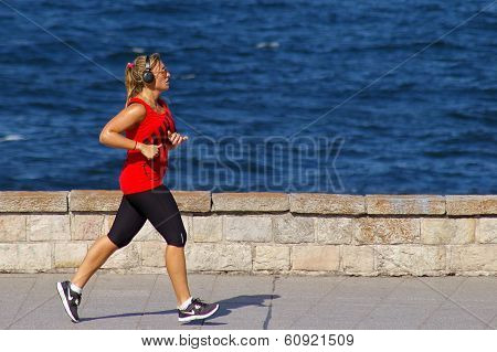 Woman trotting