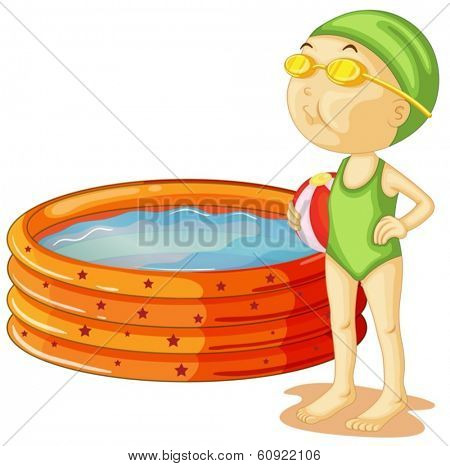 Illustration of a young swimmer on a white background