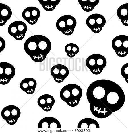 Seamless pattern a fehér alapon fekete koponyák