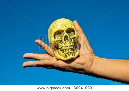 Ancient Vintage Old Doll with Human Skull