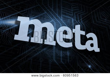 The word meta against futuristic black and blue background