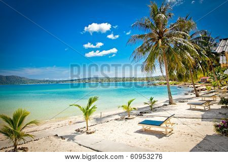 Beautiful turquoise beach on  Koh Rong Samloem island  in Cambodia.