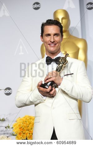 LOS ANGELES - MAR 2:: Matthew McConaughey  in the press room at the 86th Annual Academy Awards on March 2, 2014 in Los Angeles, California
