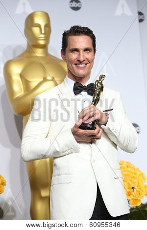 LOS ANGELES - MAR 2:: Matthew McConaughey  in the press room at the 86th Annual Academy Awards on March 2, 2014 in Los Angeles, California