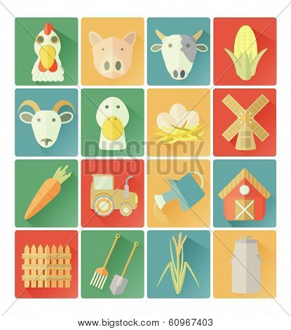 flat icons farm set
