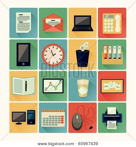 flat icons office set