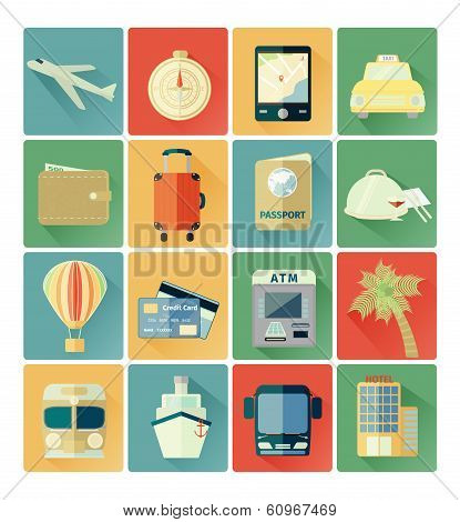 flat icons travel set