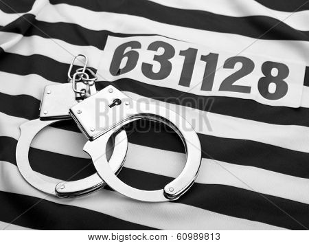 Striped dress for prisoners with number