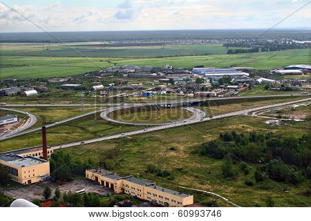 Russia, St. Petersburg, Roundabout On Ring Road, Circular Intersection.