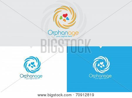 Orphane based vector logo template. Flower shaped. Vector editable