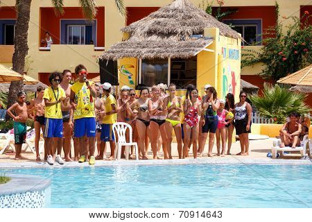 Tourists In Animation Competition Program On Holiday