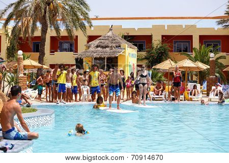Tourists In Animation Competition Program On Holiday