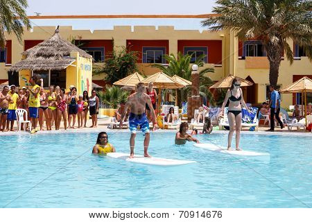 Tourists In Animation Competition Program On Holiday