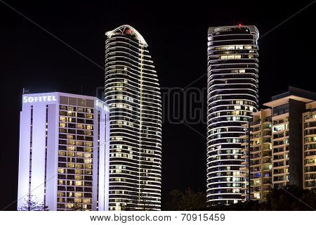 Broadbeach cityscape skyline at night