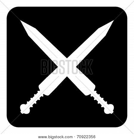 Crossed Gladius Swords Button