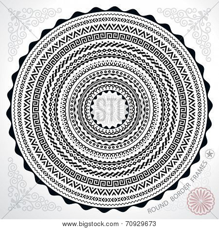 Round border circle frame elements design decoration.  Vector.