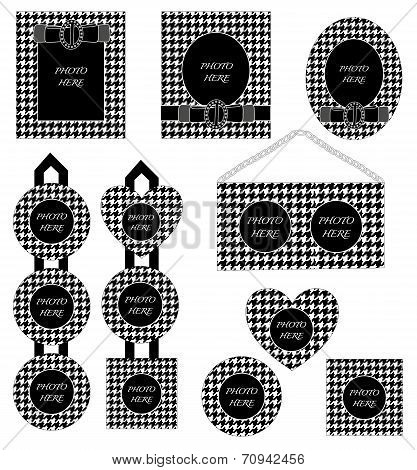 Photo frame Set Black White houndstooth Pattern