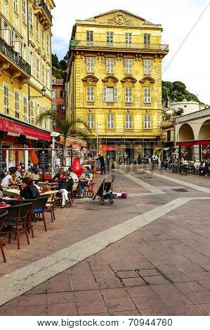 Cours Saleya Buildings And Restaurants, Nice