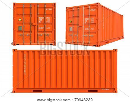 Orange Container in 3D Isolated on White.