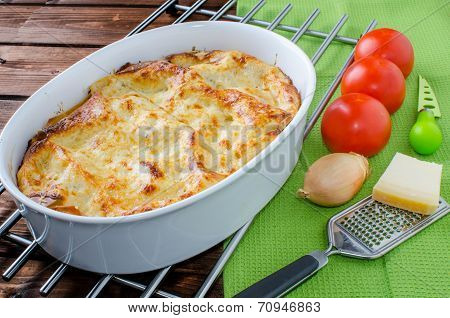 Lasagne Bolognese In A Baking Dish