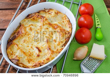 Lasagne Bolognese In A Baking Dish