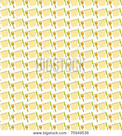 Pattern of Toast Fork Knife Meal Food