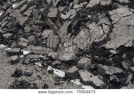 Roadworks: pile of asphalt pieces