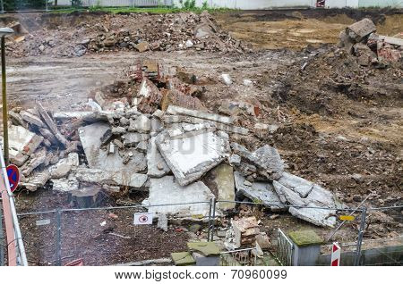 Demolition, Pile Of Rubble, Construction Site