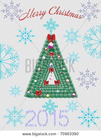 Spruce Tree With Tinsel And Stars