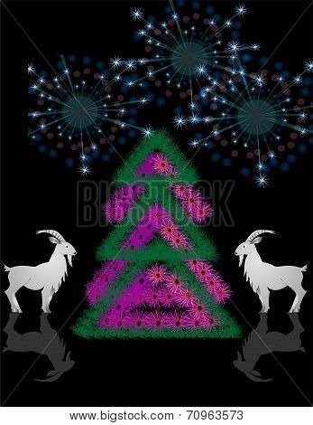 Two Of The Goat And The Tree With Fireworks